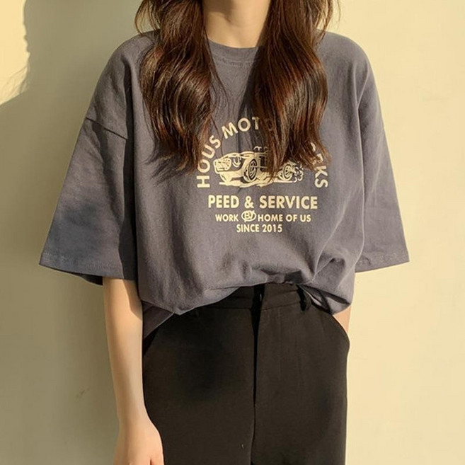 韓版寬鬆短袖 t恤女 慵懶風 學生 ins 風 oversize 中長款上衣