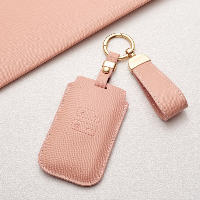 노 삼성 자동차 키 케이스 - 프라다 체인 패턴 (QM6 SM6 아르카나 XM3 전용), 르노 Ab 타입, 장미핑크
