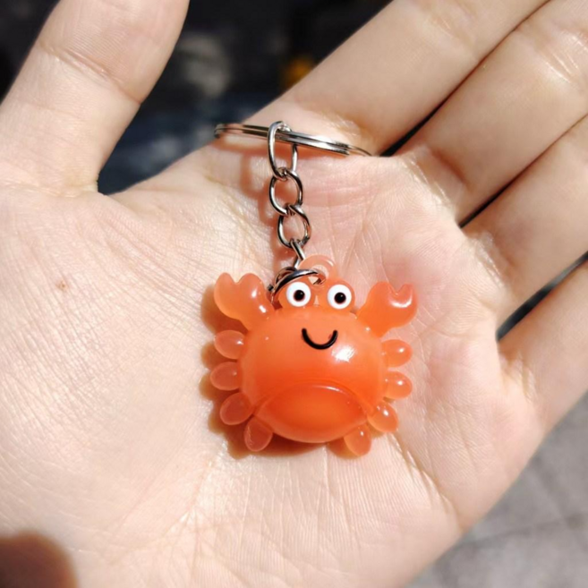 제리오 자외선 변색 키링 5종 동물 키링 가방 키홀더, 1개, 꽃게