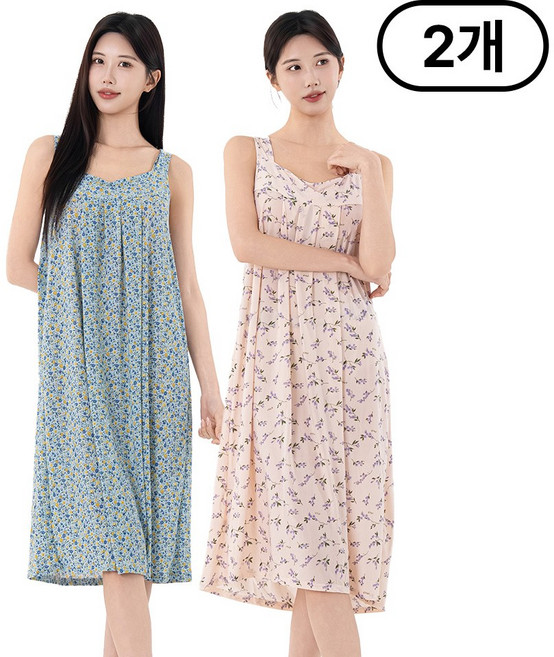 시크나인 끈나시 플라워 원피스 잠옷 슬립 여름 빅사이즈