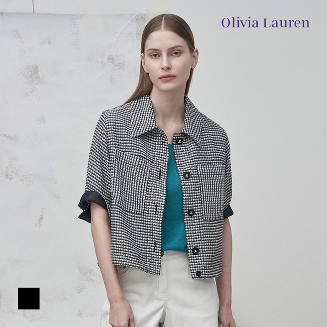 올리비아로렌 스탠 카라 여름 트위드 자켓 VOCFU5M3221