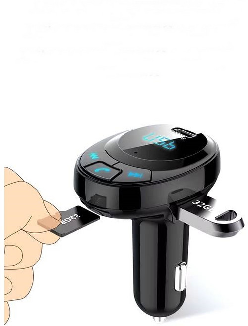 車用藍芽接收器 車用mp3, 快充 QC雙孔 USB, BT09, 黑色