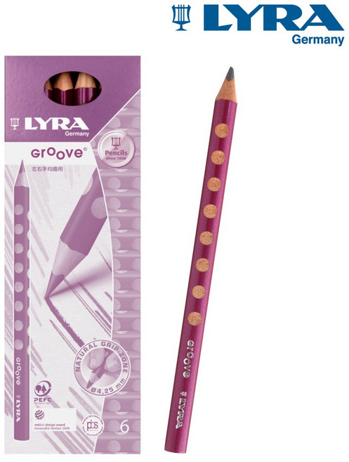 【LYRA】Groove三角洞洞鉛筆6入(B芯), 珠光紅, 1個
