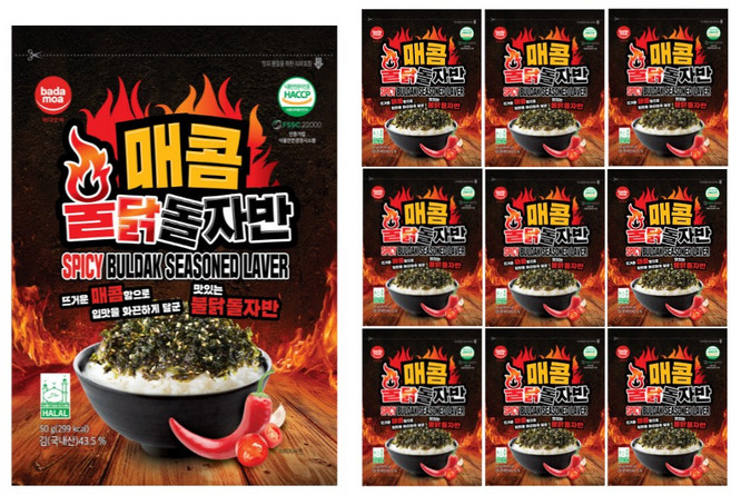 바다모아 김자반 매콤 불닭 돌자반, 10개, 50g