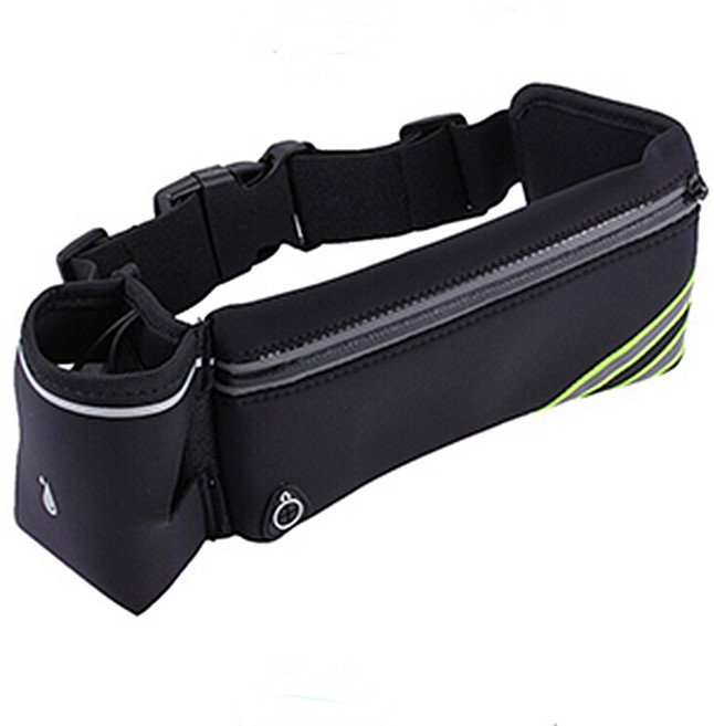 허리 팩 물병 홀더가 있는 방수 수분 벨트 러닝 하이킹 걷기 사이클링용 조절식 힙색, 블랙, 1개
