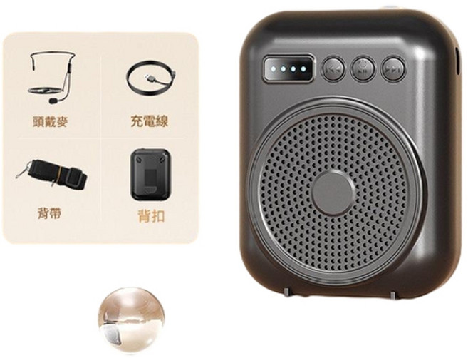 HANQI 小蜜蜂擴音器 教師專用麥克風 耳麥揚聲器, 標準 - 黑色 無藍芽插卡, 1個, S27