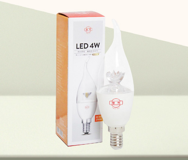 旭光LED 4W拉尾蠟燭燈泡 E14燈頭 節能省電, 燈泡色 2700K, 1個