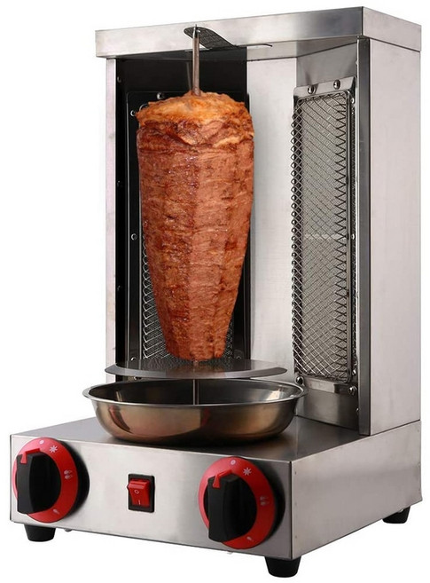 110v 220v 가정용 가스 케밥 shawarma 기계 전기 가열 바베큐 양고기 철판 수직 고기 로스터 베이킹 오븐, 2)gas heating