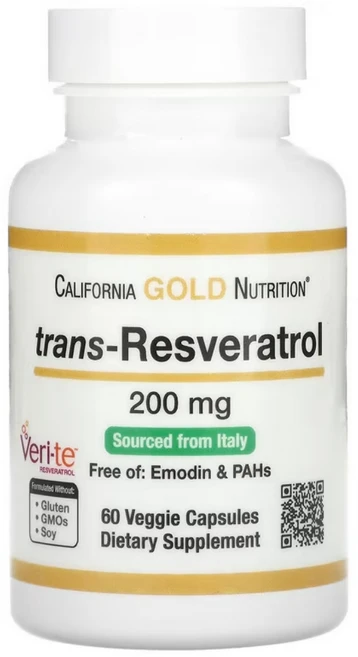 캘리포니아 골드 뉴트리션 트랜스 레스베라트롤 200mg 60베지캡슐, 1개, 60정 - 쿠팡