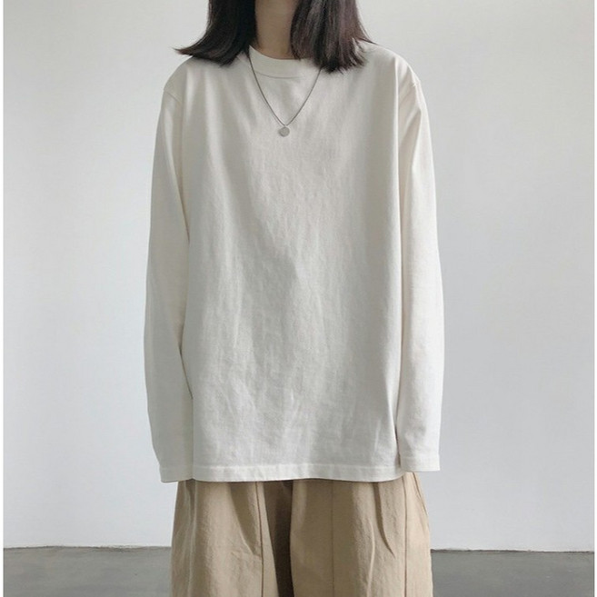 LADYSHARE 韓版寬鬆薄款打底長袖T恤 素T 女裝