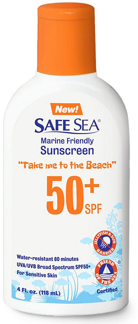 세이프 바다 해파리 쏘임 차단 선스크린 SPF 50+ 로션 4온스 방수 생분해성 산호초 안전 – 몸과 얼굴 선스크린 해파리 방지 및 바다 이가 쏘는 것을 방지합니다., 4 Fl Oz (Pack of 1)_SPF 50+ Ad, SPF 50+ Adults