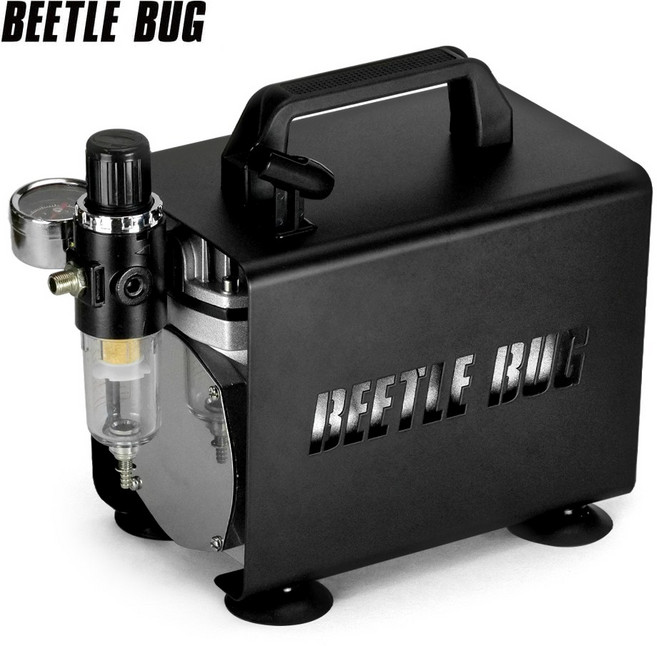 비틀벅 베이직 소형 콤프레샤 BBC-003 에어브러쉬 도색 프라모델 건담도색, 1개, 검정