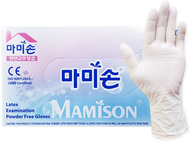 마미손 천연 라텍스 장갑 100매, 중(M), 마미손 라텍스 M 100매, 1개