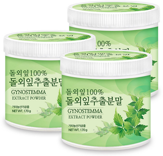 푸른들판 돌외잎 추출물 100% 돌외 잎 추출 분말 가루 차 20배 농축, 170g, 3개