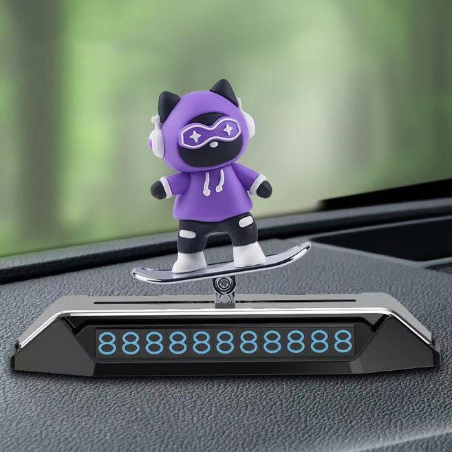 차량용 디퓨저 센트리스 슈퍼고양이 스케이트보드 스크린 주차 번호판 차량용장식품 새차선물 프리미엄 방향제 10ml, 퍼플 시크릿가든, 1개