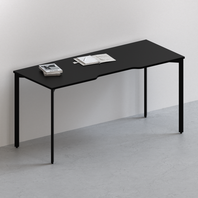 다가구 페르마타 멀티탭 타입 1600 x 800 컴퓨터책상, 블랙+블랙(상판):블랙(프레임)