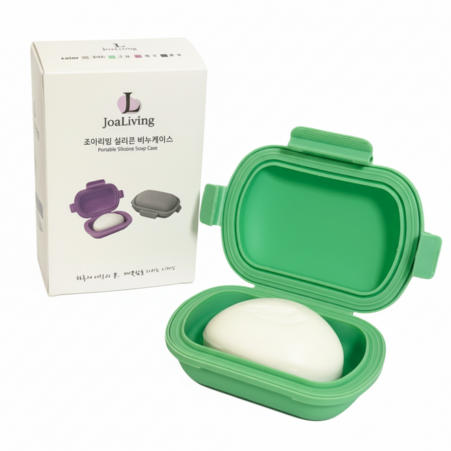 조아리빙 실리콘 휴대용 수영장 방수 비누 케이스, 1개, 그린