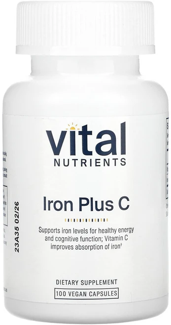 바이탈 뉴트리언츠 Vital Nutrients 아이언 플러스 C 베지 캡슐 100정138375원산지:기타, 바이탈 뉴트리언츠 Vital Nutrients, 아이언, 1 - 쿠팡