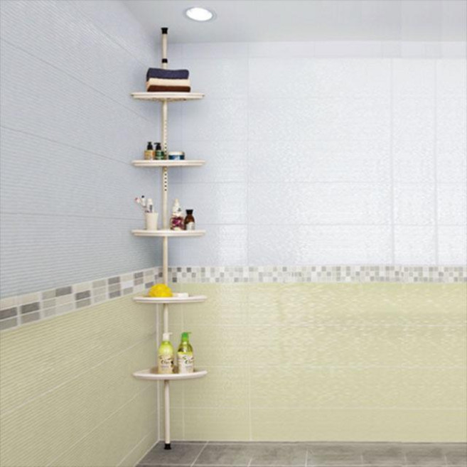 코텍스 조립식 코너 욕실선반 5단 길이조절식 철재 파이프 선반, 1개