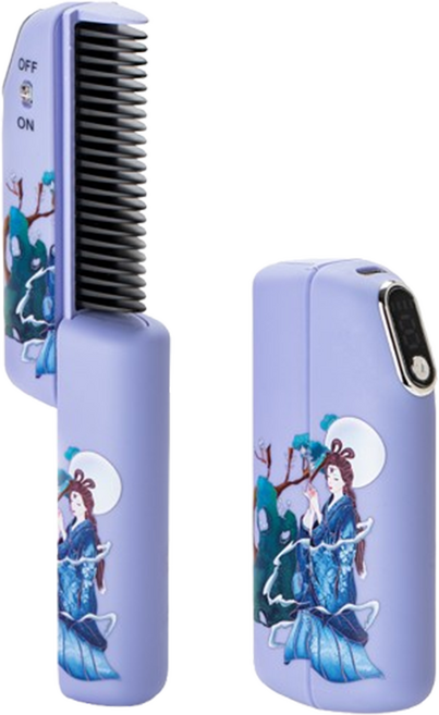 Ostini 무선 휴대용 빗 헤어 스타일러 충전식 매직기 고데기 볼륨 2 in 1 엉킴 방지 헤어빗 10초 만에 열이 나다, 블루