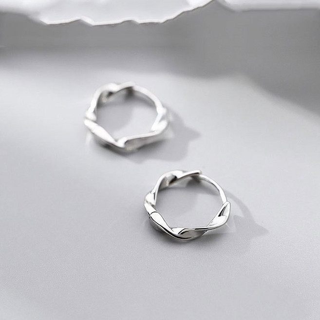 S925 트위스트 웨이브 꼬임 원터치 링귀걸이