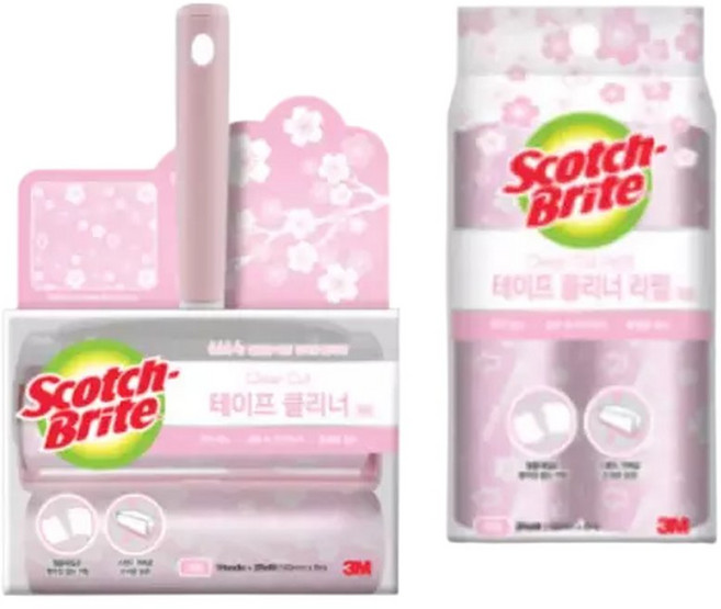 3M 돌돌이 테이프 클리너 대형 핸들 + 리필 4입(핑크), 4개