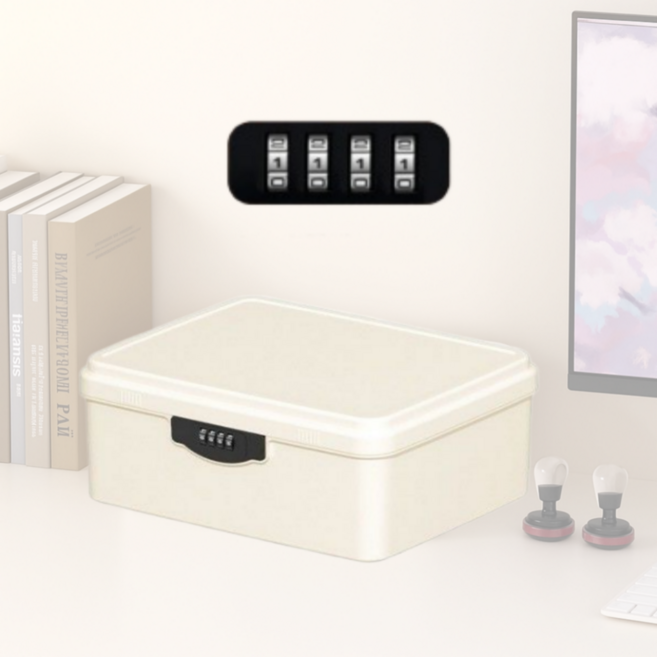 하나둘상점 다용도 비밀번호 가정용 미니 금고, 1개, 화이트
