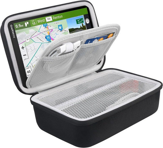 가민 드라이브스마트 86 RV 895 dzl OTR800 OTR810 8인치 자동차 GPS 내비게이터 시스템용 BOVKE 하드 케이스 추가 공간 장착 충전기 마찰 마운트 USB, Slim Black Case