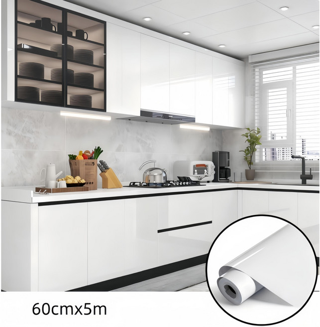 실내 장식 필름 장식장 책상 리모델링 필름 시공 방유 오염 주방 알루미늄 호일 필름, 진주빛 흰색