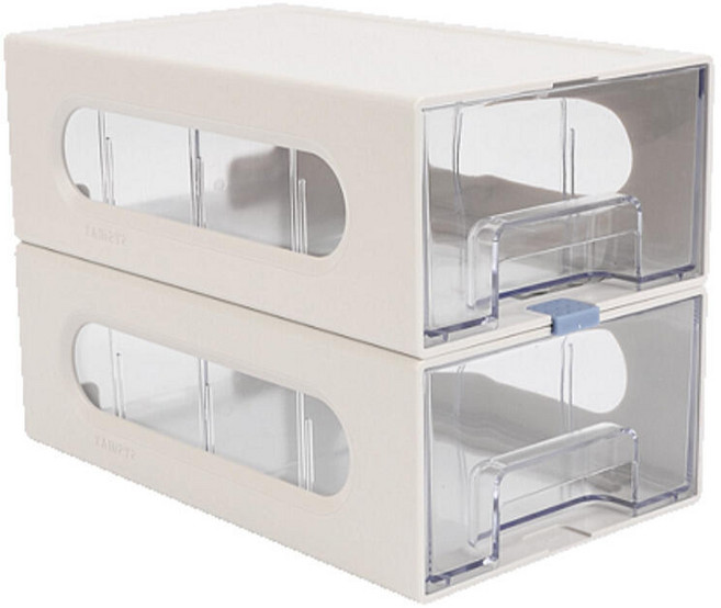 2단 미니서랍함 투명 데스크 수납장 책상정리함 적층결합