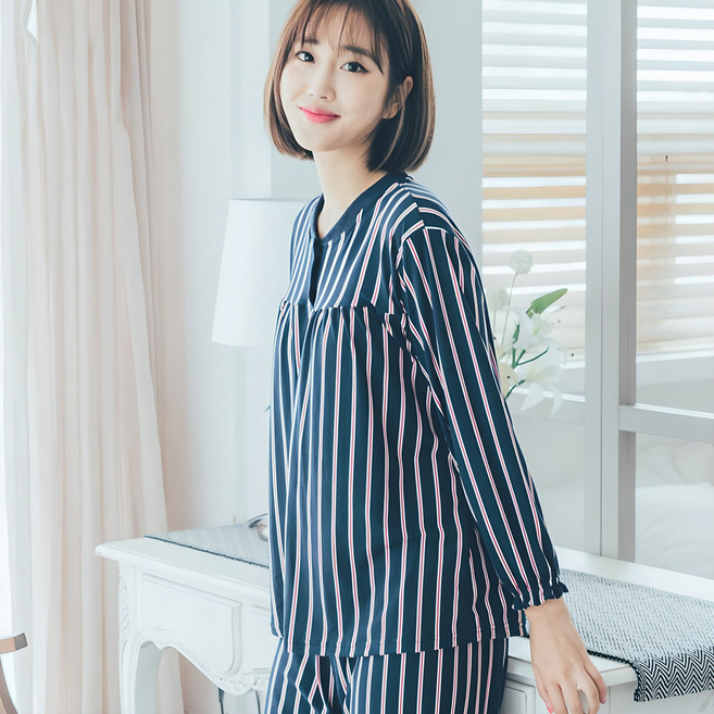 디에스도씨 여성용 피치기모 긴팔 잠옷 상하세트