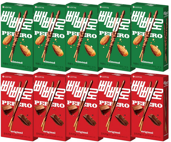 아몬드 빼빼로32G +초코 빼빼로46G, 10개, 32g