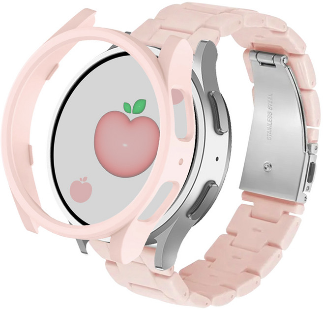 아이메이드잇 갤럭시워치 호환 블럭 스트랩 케이스 세트, 핑크