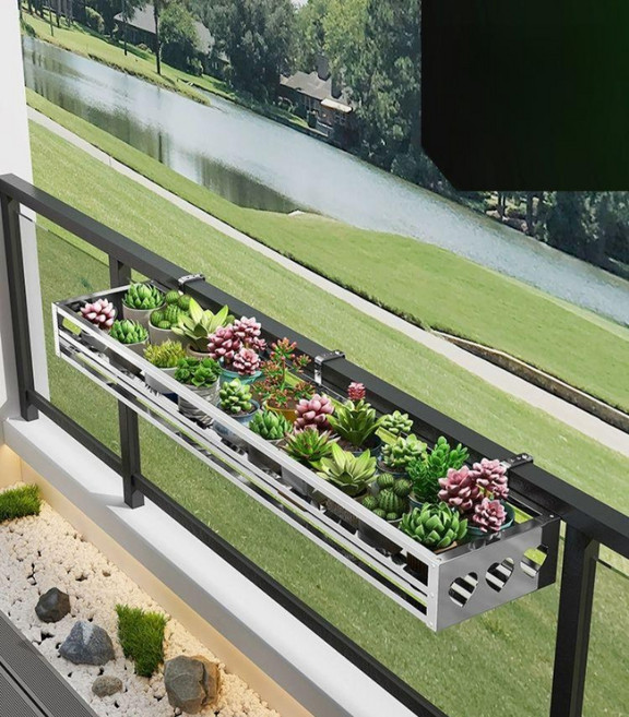 스테인리스 베란다 화분걸이 난간 선반 철제 걸이대 01 기본 50x20x12 곡선 10mm 창문 가장자리 1cm, 60x20x12