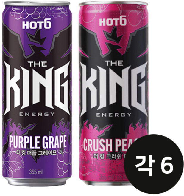 롯데칠성 핫식스 (퍼플그레이프+크러쉬피치), 6개입, 710ml