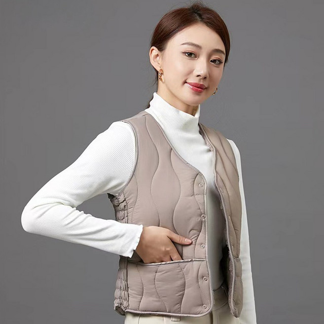 털 안감 플러피 경량 퀼팅 패딩 조끼