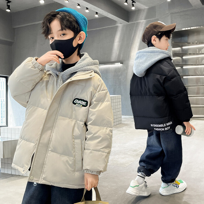 밀크봉봉 초등생 남아 레이어드 후드 패딩점퍼