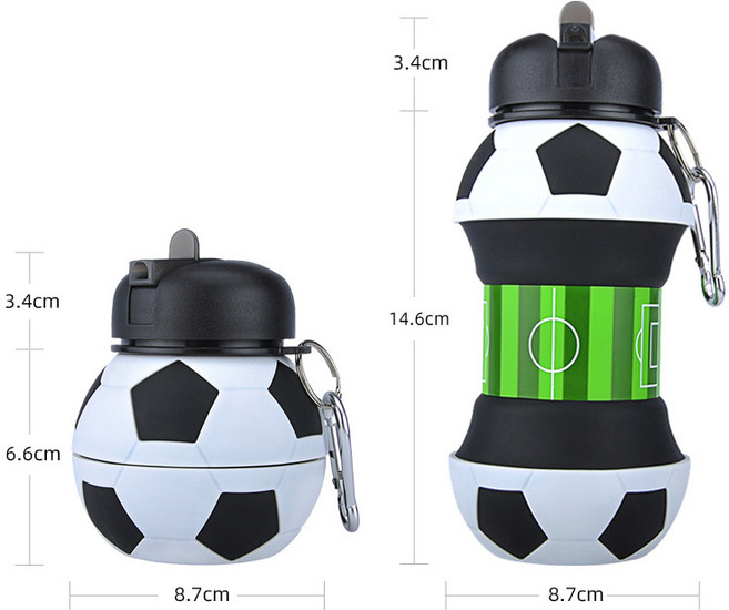 [실버플라워]축구공실리콘물통 야구공접이식물통 등산물병 헬스 여행용 접히는 물병 005, 농구공