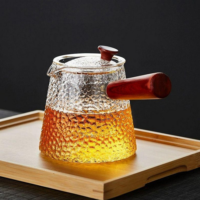 두꺼운 티포트 내열유리 수포차기 찻주전자 다기 옆유리, 501ml 이상 600ml 이하, 1L, 망치질 610ml