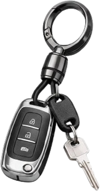 키넬오토 남성 자동차 메탈 키홀더 이중잠금 분실방지 원터치 키링, 크롬, 1개
