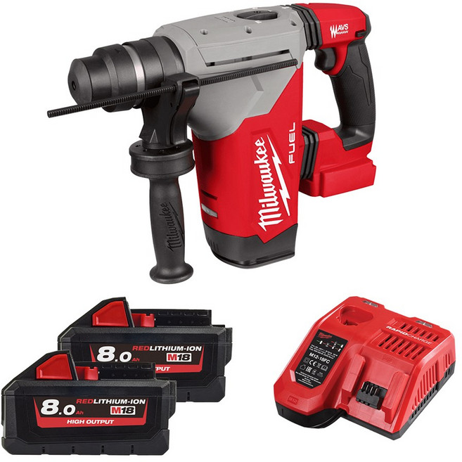 밀워키 18V 충전 SDS-Plus 로타리 햄머드릴 II 배터리2개 풀세트 32mm M18 FHP-802X 8.0Ah, 1개