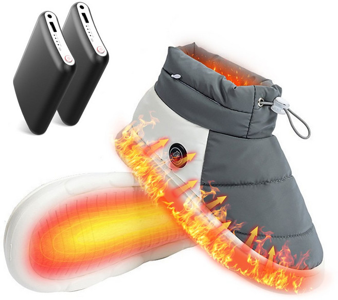 발열신발 3단계 온도조절 전기 여자 남성용 충전식 스마트 방한화 사무실발난로 털슬리퍼 실내화 거실화 방한신발