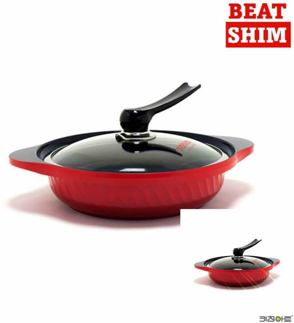 세라믹코팅 전골냄비 28CM 통주물 레드 인덕션용