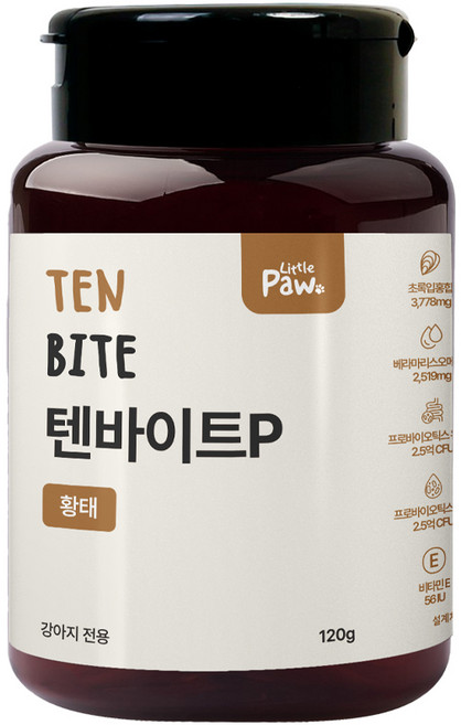 리틀포우 텐바이트 노령견 강아지 종합영양제 황태 120g 관절 피부 심장 유산균 오메가3, 1개