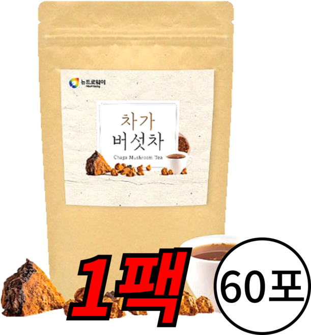 러시아 차가버섯 차 티백 추출 100%, 72g, 60개입, 1개