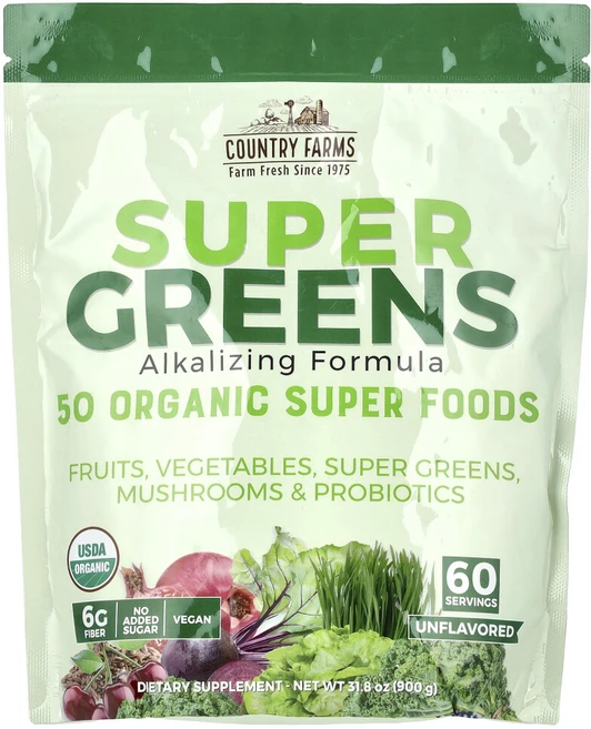 컨트리팜스 슈퍼 그린 알칼리화 포뮬라 무맛 900g(31.8oz), 1개 - 쿠팡