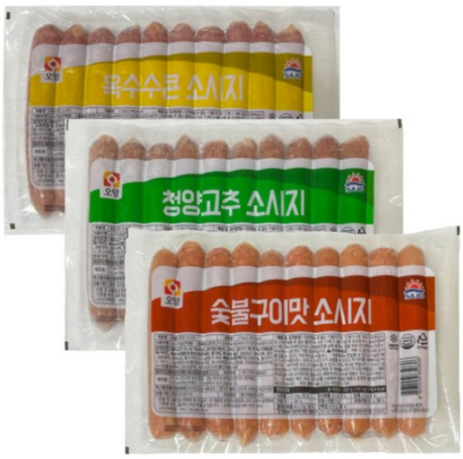 사조오양 숯불구이맛소시지1개+옥수수콘1개+청양고추1개, 3개, 1kg