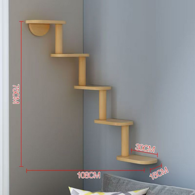 빅타워 백 고양이 벽걸이 구름다리 스크래쳐 캣타워 친환경 캣폴 선반 가구 워크 캣워커, 다섯 단계 사다리, 1개