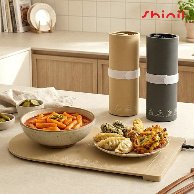 신일 푸드워머 올워밍 우드워머 보온 접이식 다이닝 테이블 매트 음식워머 휴대용 100도, 스몰 베이지