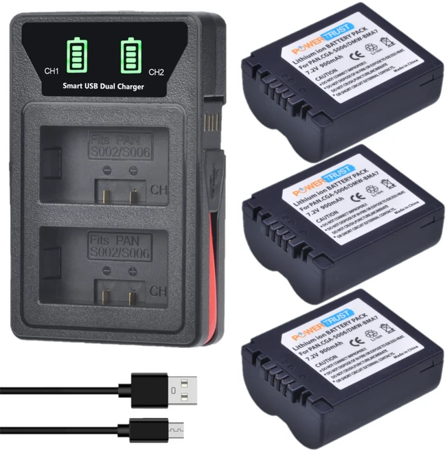 파나소닉 루믹스 DMC FZ7 FZ30 FZ50 FZ28 FZ18 FZ8 FZ35 FZ38 CGA-S006 DMW-BMA7 CGA-S006E CGR-S006 배터, 04 3Battery 1Charger